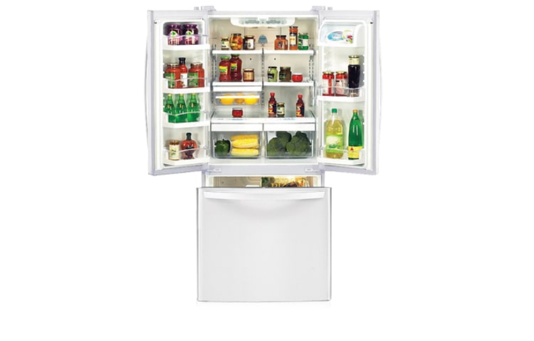 LG 591 litre White Slim Line 3-Door French Door Fridge, GM-B208WVS