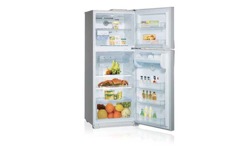 LG 422 Litre Iluminar Finish Top Mount Refrigerator with IceBeam Door Cooling, GN-R422FS