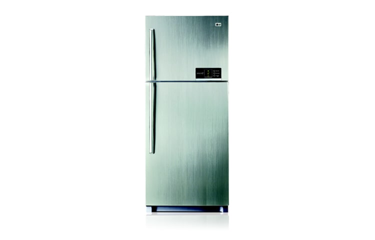 Front view of 466 Litre Iluminar Finish Top Mount Refrigerator with IceBeam Door Cooling GN-R466FS