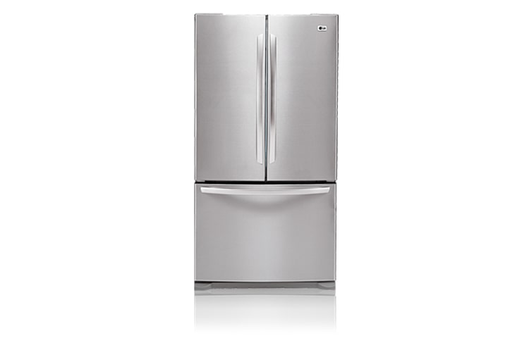 Front view of 622 litre Stainless Steel French Door Fridge with Slide &#39;n&#39; Glide Drawer GR-B218STS