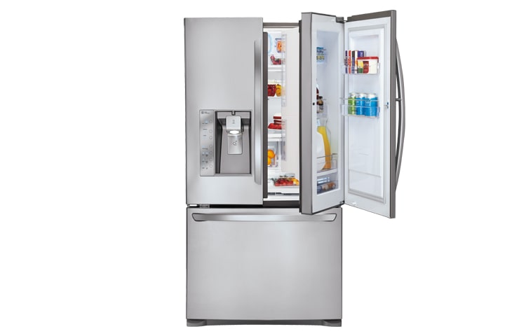 Front view of 907L 3 Door French Door Refrigerator with Door-In-Door™ GR-D907SL