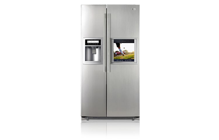 Front view of Side by Side Fridge with 15&#34; LCD TV and Remote Control GR-G227TVS