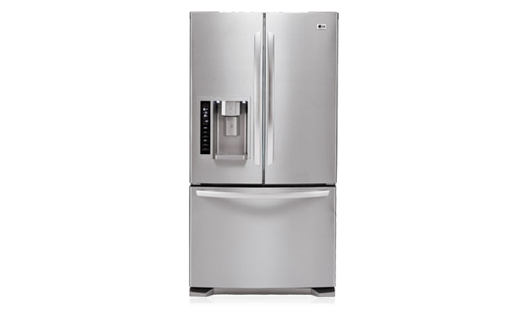 Front view of 601 litre Stainless Steel French Door Fridge with In Door Ice Maker GR-L218STSL