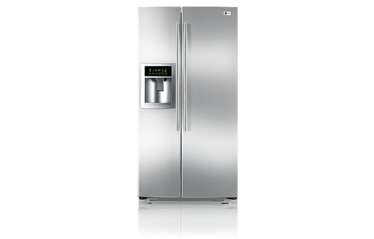 Front view of 721L Stainless Steel Side by Side Fridge with Indoor Ice Maker and Automatic Ice &amp; Water Dispenser GR-L257STS