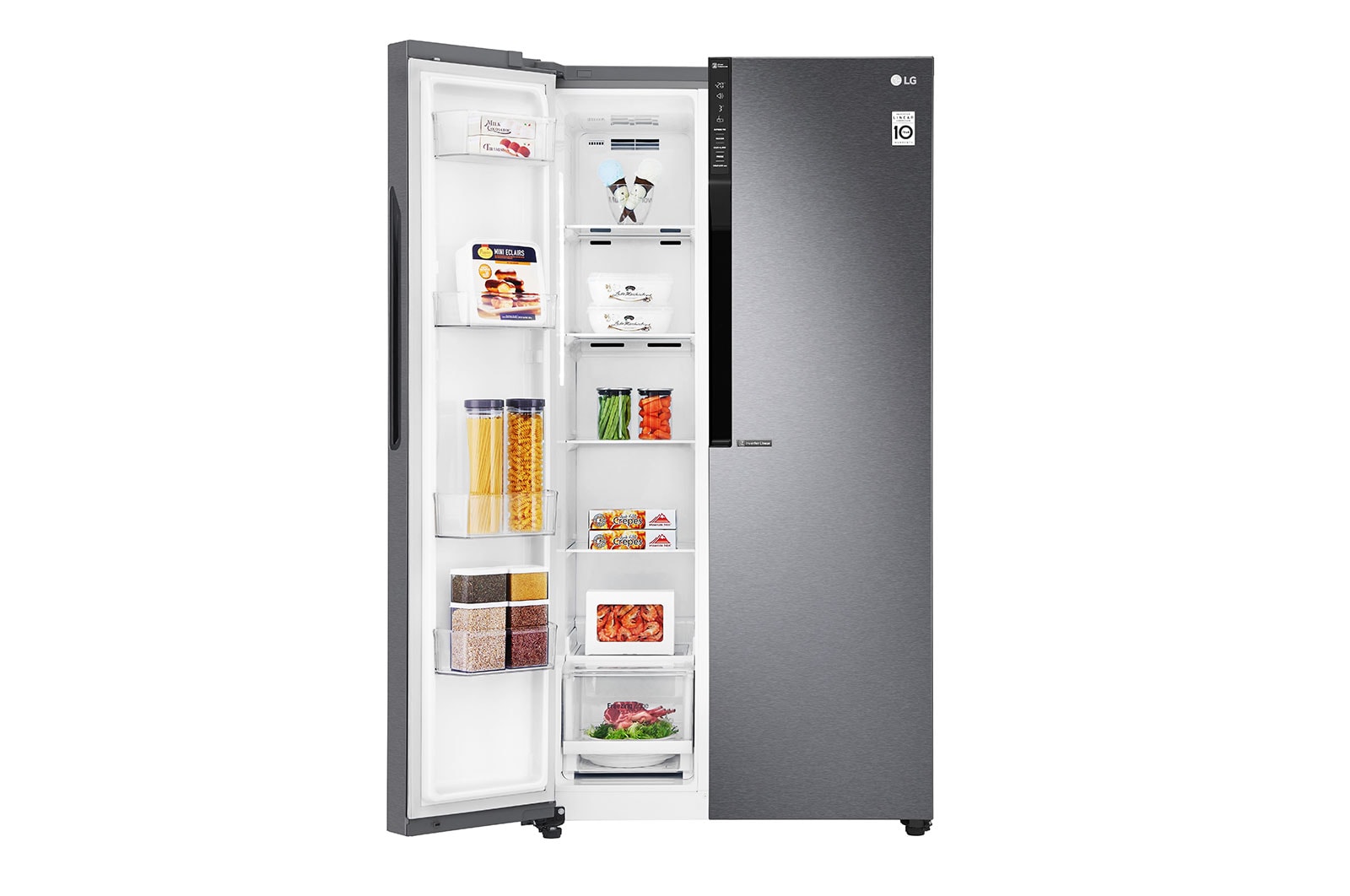 LG 626L Flat Door Side by Side Fridge, in Dark Graphite Finish, GS-B680DSLE