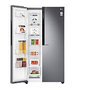 LG 626L Flat Door Side by Side Fridge, in Dark Graphite Finish, GS-B680DSLE