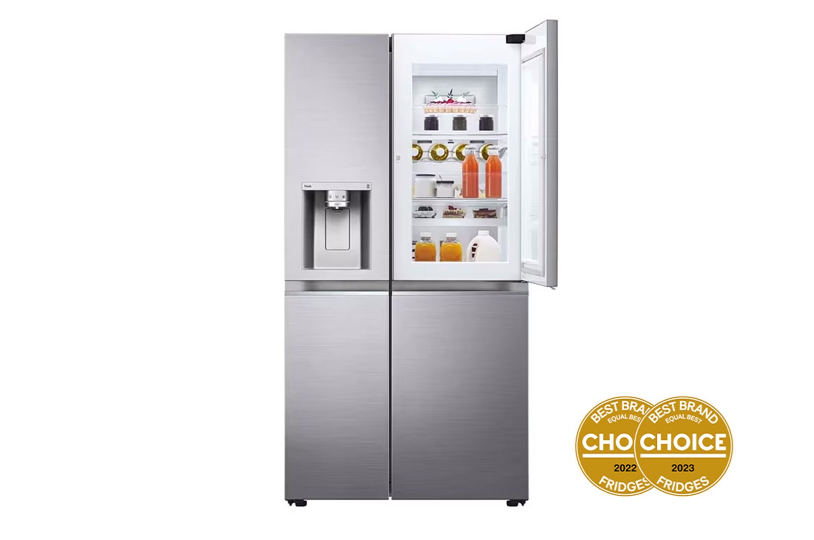 Front view of 635L Side by Side Fridge in Stainless Finish GS-D635PLC