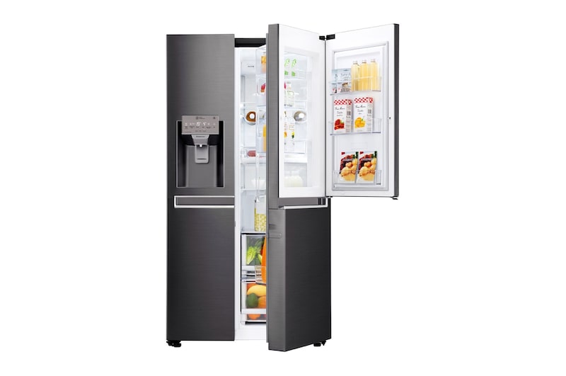 LG 665L Side by Side Fridge, Door-in-Door® in Black Stainless Steel, GS-D665BSL
