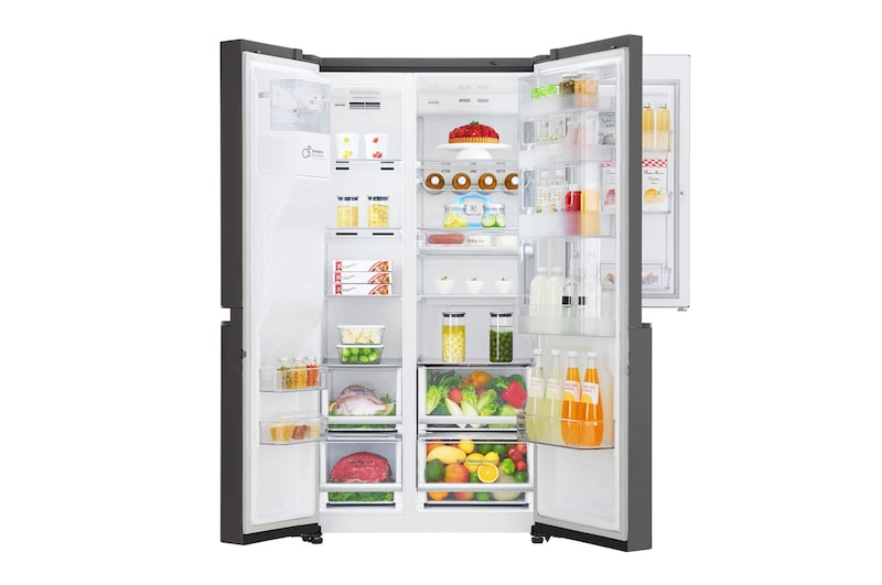 LG 665L Side by Side Fridge, Door-in-Door® in Black Stainless Steel, GS-D665BSL