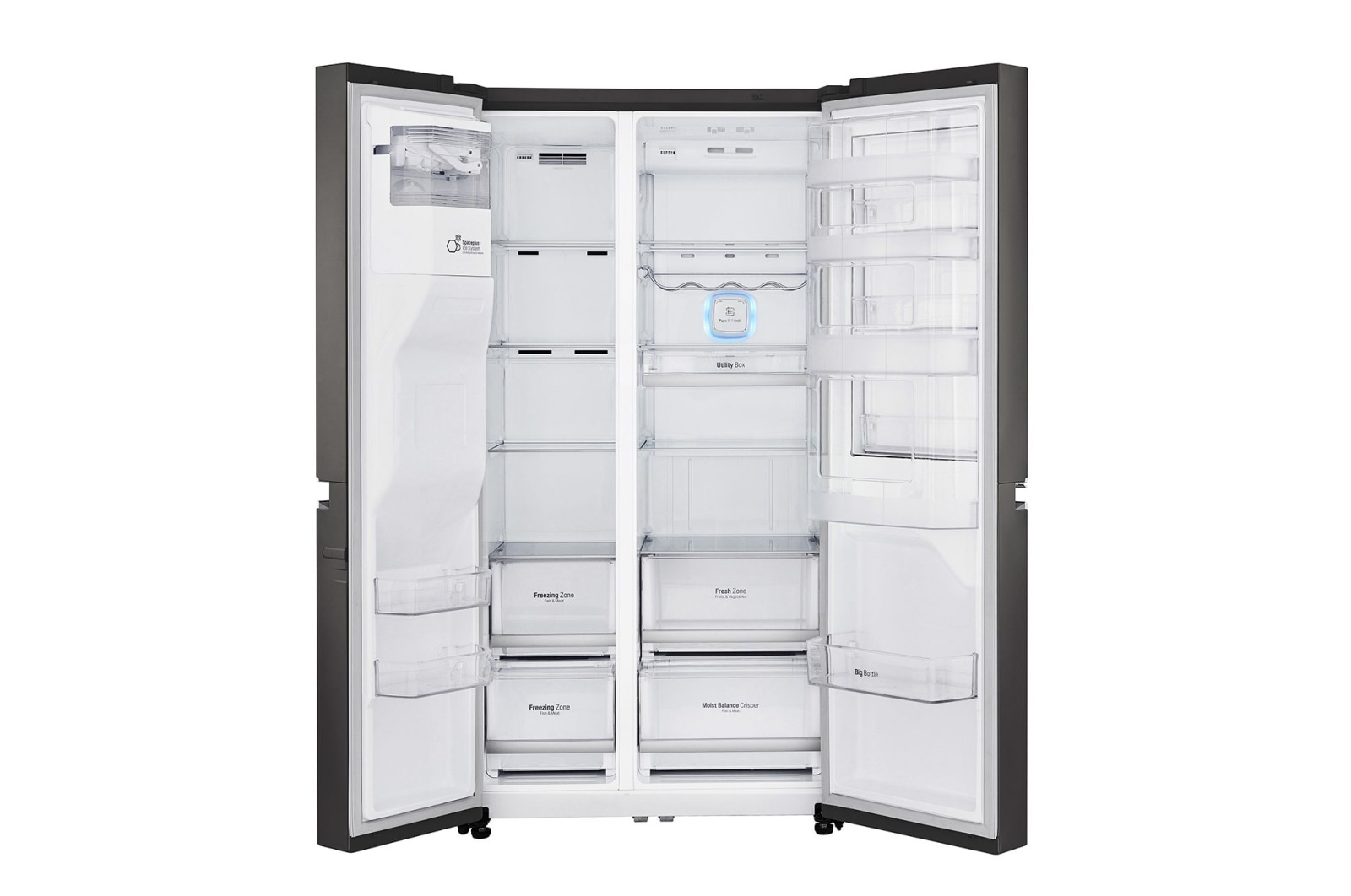 LG 665L Side by Side Fridge, Door-in-Door® in Black Stainless Steel, GS-D665BSL