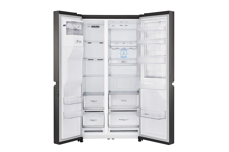 LG 665L Side by Side Fridge, Door-in-Door® in Black Stainless Steel, GS-D665BSL