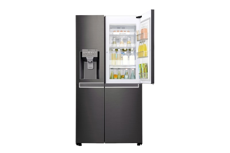LG 665L Side by Side Fridge, Door-in-Door® in Black Stainless Steel, GS-D665BSL
