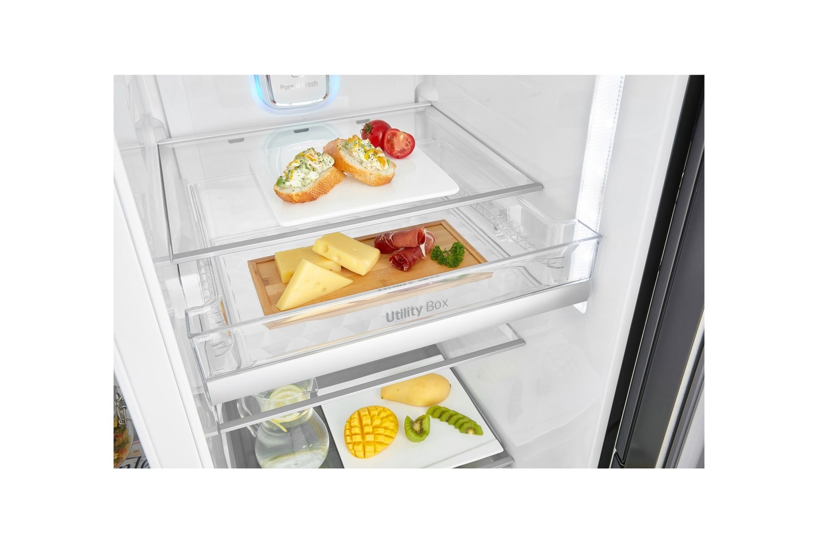 LG 665L Side by Side Fridge, Door-in-Door® in Black Stainless Steel, GS-D665BSL