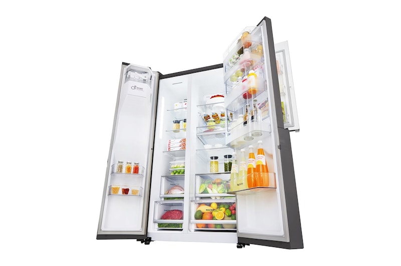 LG 665L Side by Side Fridge, Door-in-Door® in Black Stainless Steel, GS-D665BSL