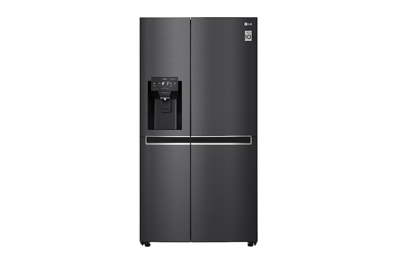 LG 625L Side by Side Fridge with Non-Plumbed Ice & Water Dispenser in Matte Black Finish, GS-L668MBNL
