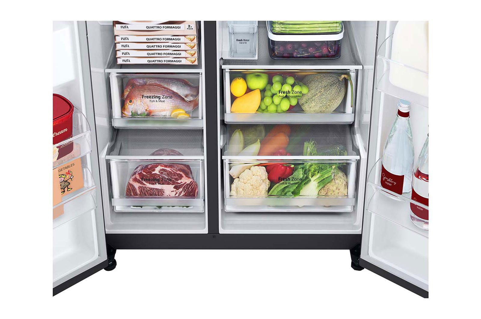 LG 635L Side by Side Fridge - Non-Plumbed, GS-N635MBL