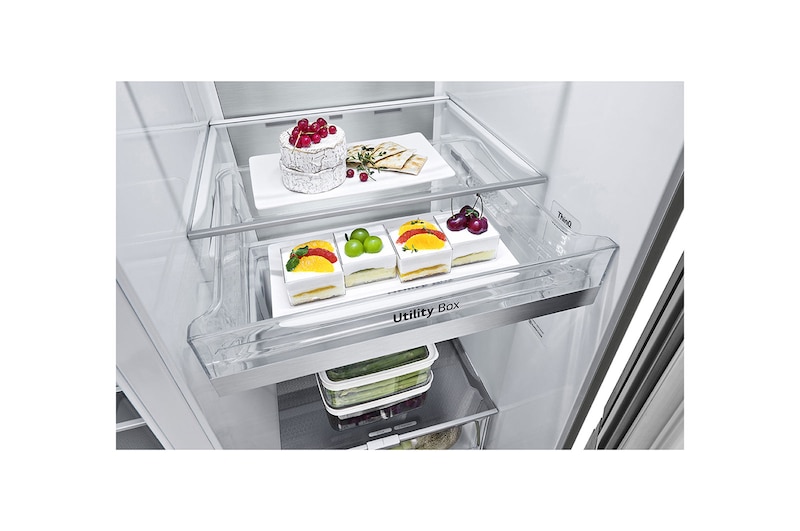LG 635L Side by Side Fridge in Stainless Finish, GS-V635PLC
