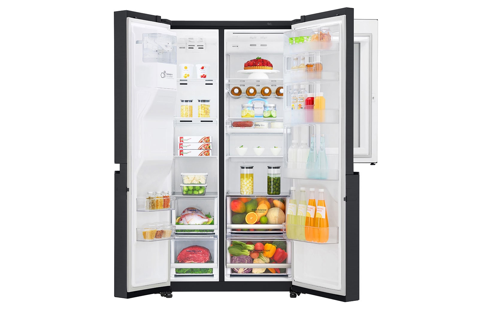 LG 625L Side by Side Fridge with InstaView Door-In-Door® in Matte Black Finish, GS-V665MBL