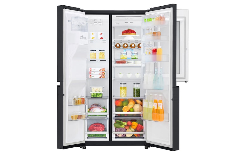 LG 625L Side by Side Fridge with InstaView Door-In-Door® in Matte Black Finish, GS-V665MBL