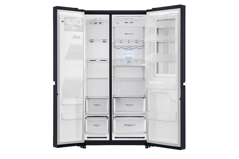 LG 625L Side by Side Fridge with InstaView Door-In-Door® in Matte Black Finish, GS-V665MBL