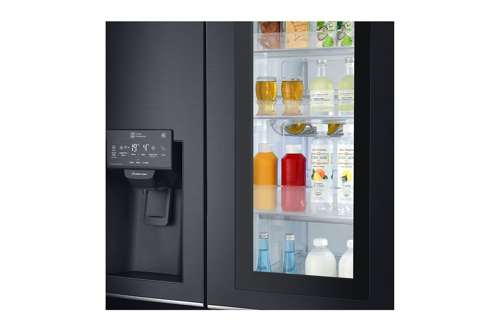 LG 625L Side by Side Fridge with InstaView Door-In-Door® in Matte Black Finish, GS-V665MBL