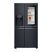 Front view of 625L Side by Side Fridge with InstaView Door-In-Door® in Matte Black Finish GS-V665MBL