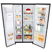 LG 625L Side by Side Fridge with InstaView Door-In-Door® in Matte Black Finish, GS-V665MBL