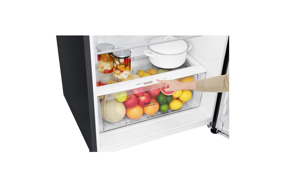 LG 441L Top Mount Fridge with Door Cooling+™ in Anti-fingerprint Black Steel, GT-442BTDC