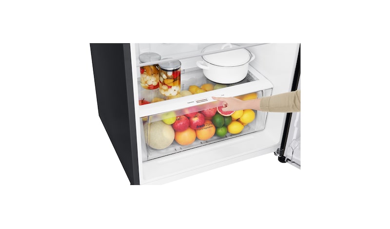 LG 441L Top Mount Fridge with Door Cooling+™ in Anti-fingerprint Black Steel, GT-442BTDC