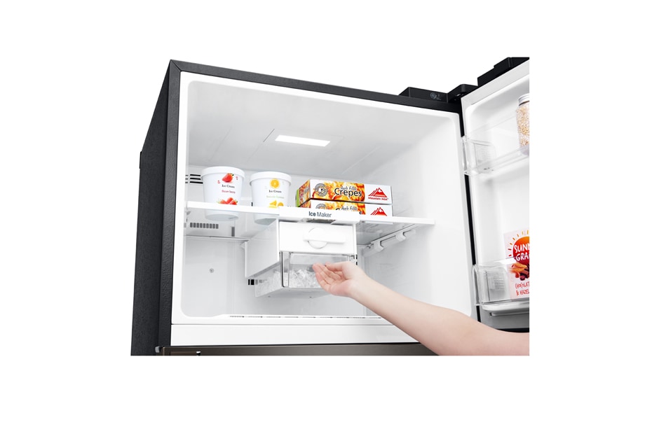 LG 441L Top Mount Fridge with Door Cooling+™ in Anti-fingerprint Black Steel, GT-442BTDC