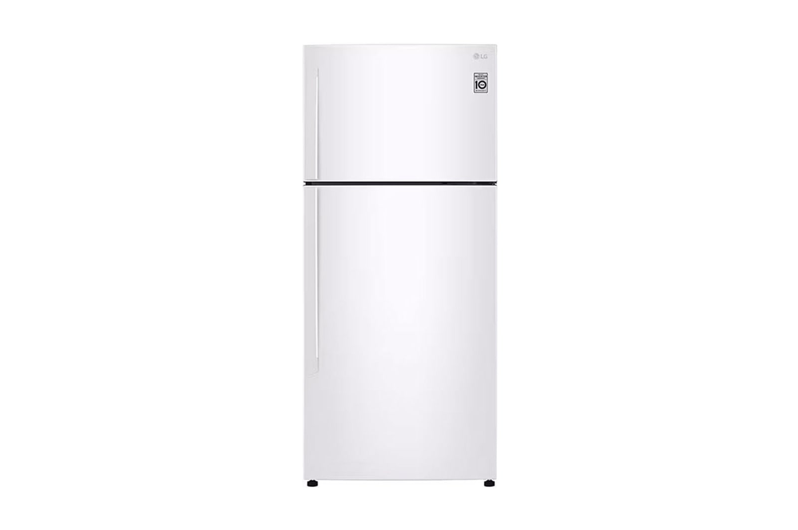 Front view of white finish top mount fridge freezer GT-515WDC
