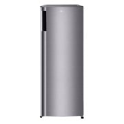 Front view of GU-B194PL, stainless steel finish inverter fridge with bright fridge lights, single door design.