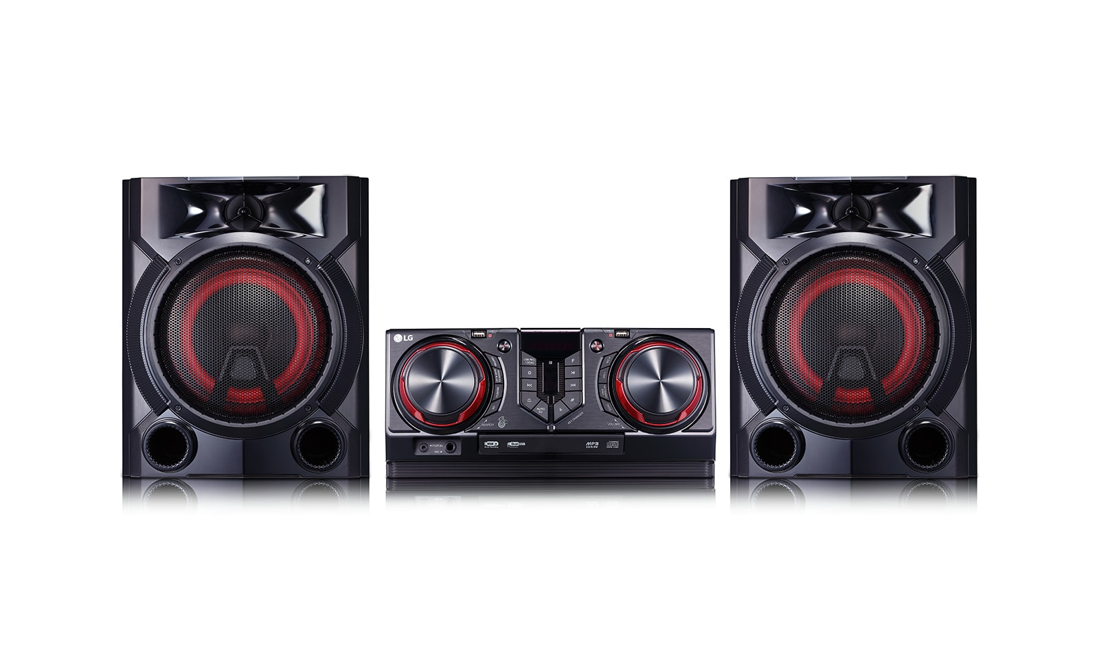 Front view of LG XBOOM CJ65 900W Hi-Fi System CJ65
