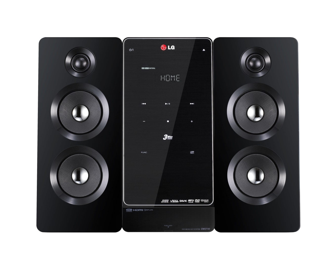Front view of 160W DVD Micro System with Bluetooth DM2740DAB