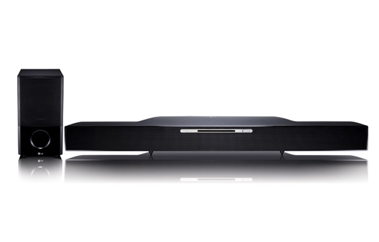Front view of Wireless Blu-Ray Sound Bar with 1080P Full HD Playback and iPod/iPhone Connectivity HLB54S