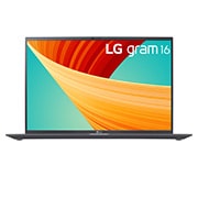 Front view of the 16 Inch LG gram (16Z90R-G.AA75A) laptop with 16GB RAM and Intel Core i7