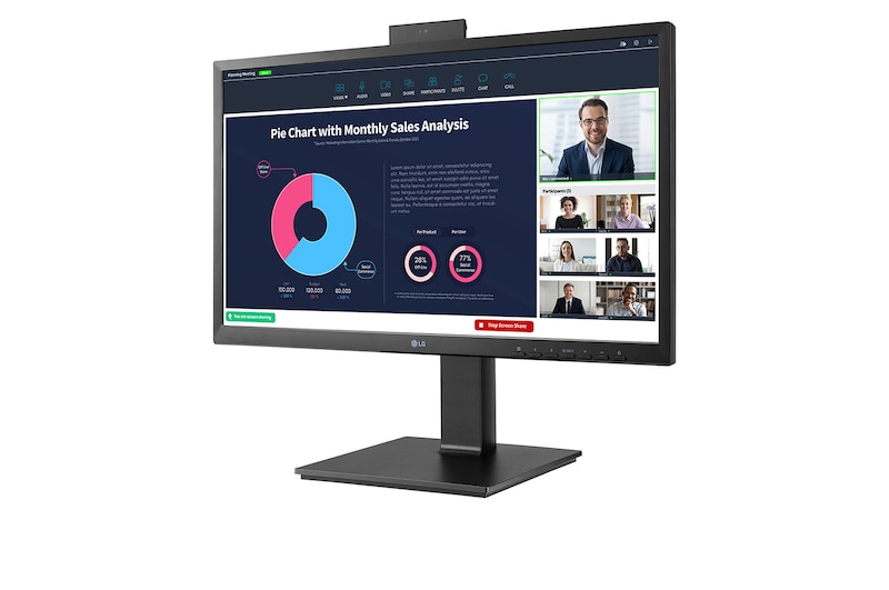 LG 24'' Full HD Monitor with IPS and Built in Webcam, 24BP750C-B