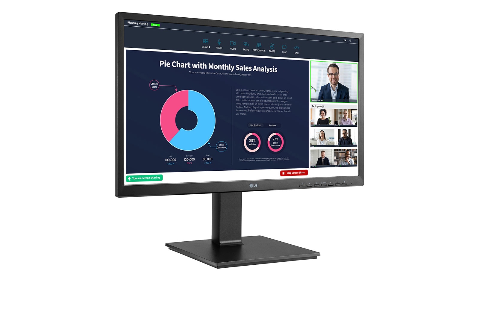 LG 24'' Full HD Monitor with IPS and Built in Webcam, 24BP750C-B
