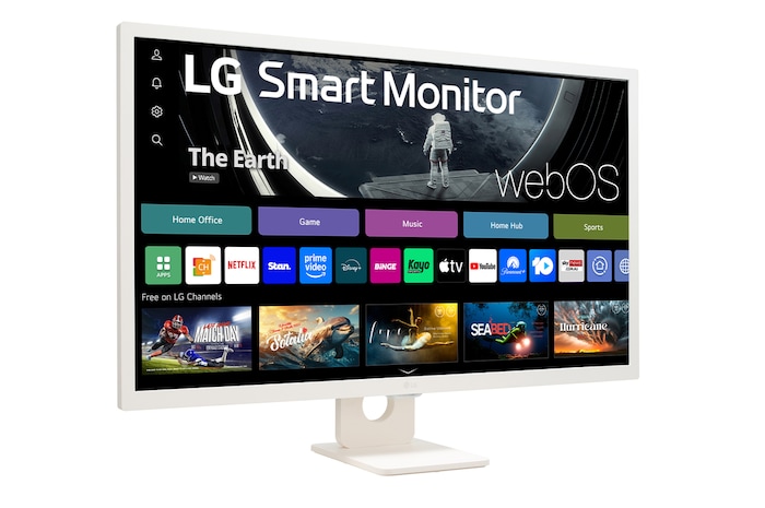 LG MyView 31.5 Inch FHD IPS All-in-One Smart Monitor for Streaming with webOS and Built-in Speakers - White, 32SR50F-W