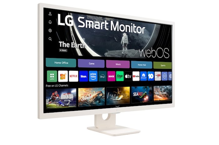 LG MyView 31.5 Inch FHD IPS All-in-One Smart Monitor for Streaming with webOS and Built-in Speakers - White, 32SR50F-W