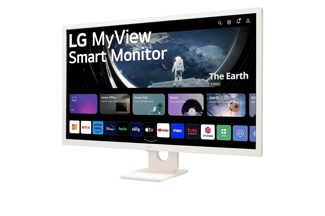 LG 31.5 Inch FHD IPS All-in-One Smart Monitor for Streaming with webOS and Built-in Speakers - White, 32SR50F-W