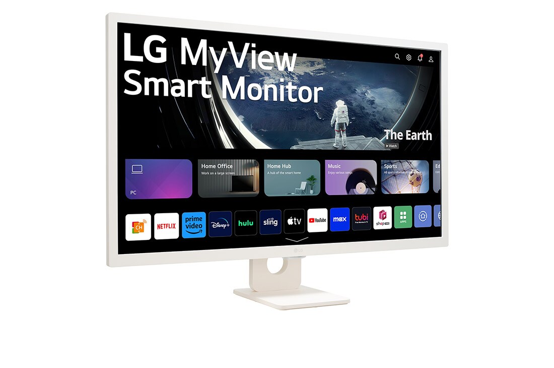 LG 31.5 Inch FHD IPS All-in-One Smart Monitor for Streaming with webOS and Built-in Speakers - White, 32SR50F-W