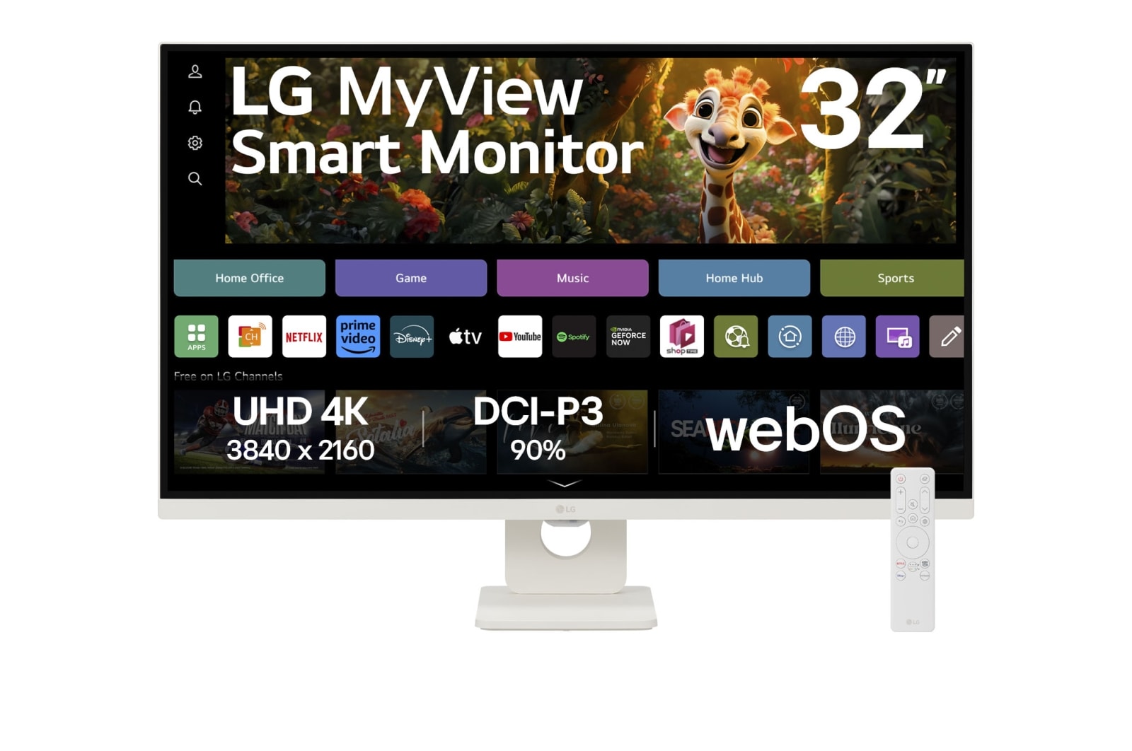 【激安セール】 32 MyView Inch 32SR73U-W - White in Monitor Smart UHD 4K ディスプレイ・モニター本体