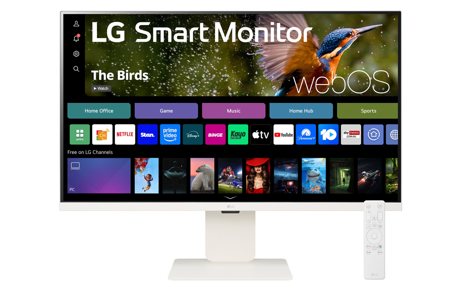Front view of the 32 Inch LG MyView (32SR83U-W) White Smart Monitor with 4K UHD resolution and webOS