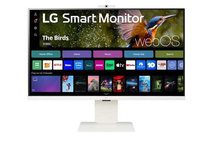 LG Smart Monitor 32 Inch | 4K UHD IPS All-in-One Smart Monitor for Streaming with webOS and built-in FHD Webcam - White, 32SR85U-W
