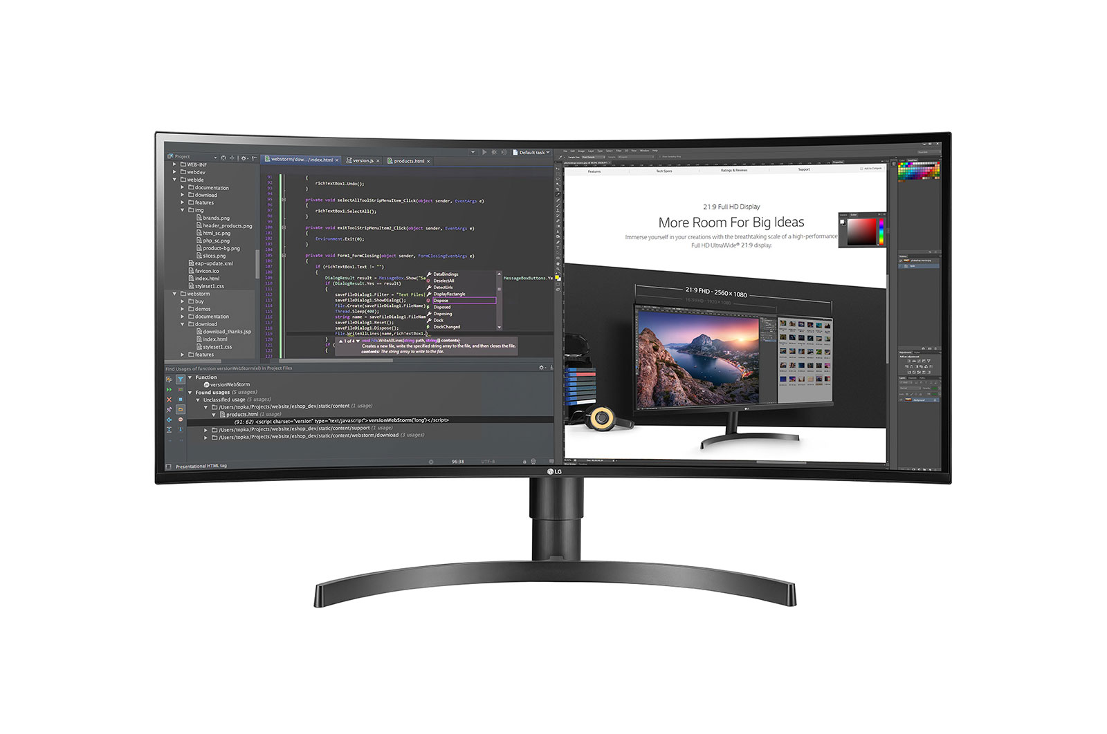 Front view of 34” UltraWide QHD Curved Monitor 34WL75C-B