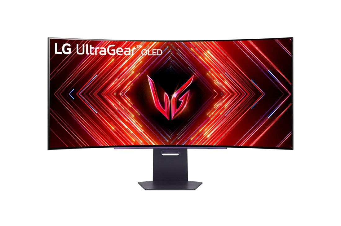 Front view of the 45 Inch LG UltraGear (45GS95QE-B) OLED curved gaming monitor with 240Hz refresh rate and 0.03ms (GtG) response time
