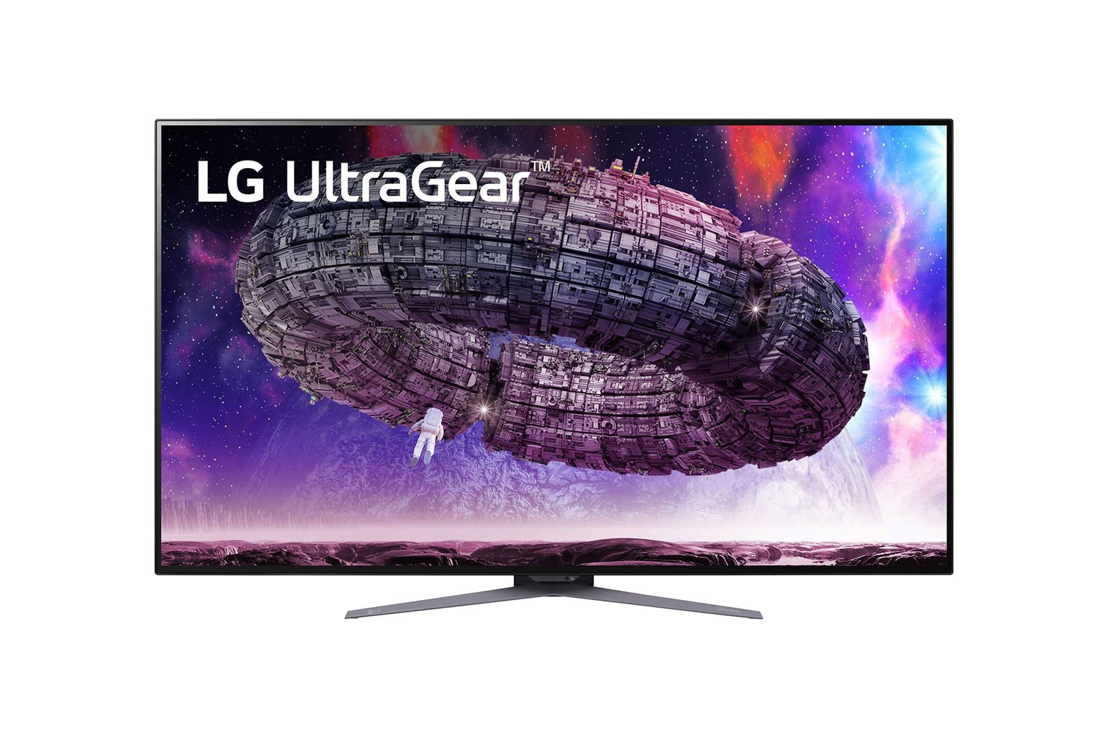 Front view of the 48 Inch LG UltraGear (48GQ900-B) gaming monitor with 120Hz refresh rate and 1ms MBR response time