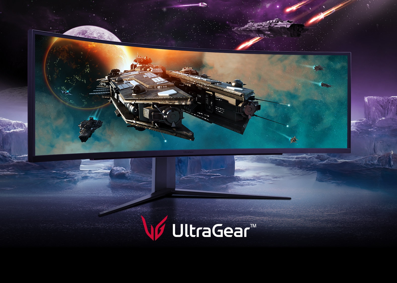 LG UltraGear hero image with Born to Game tagline.