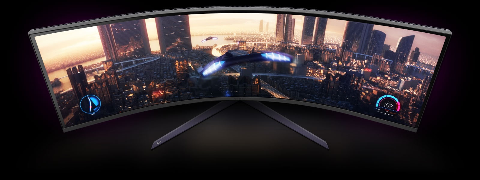 49-inch 1000R curved Dual QHD display.